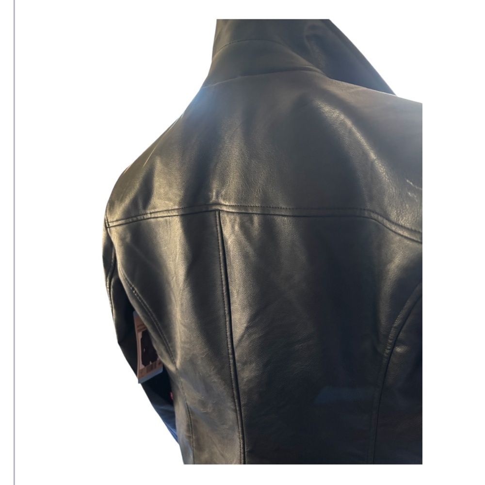 🔥🔥🔥LEVI STRAUSS Women’s Black Faux Leather Fully Lined Moto Jacket Grunge Punk - Picture 12 of 15